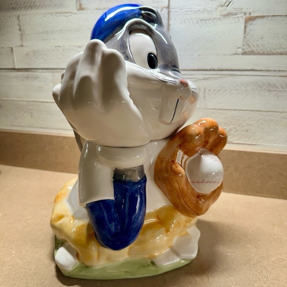 VINTAGE, 1993, WARNER BROTHERS, LOONEY TUNES, BUGS BUNNY, BASEBALL, COOKIE JAR. - Picture 11 of 15